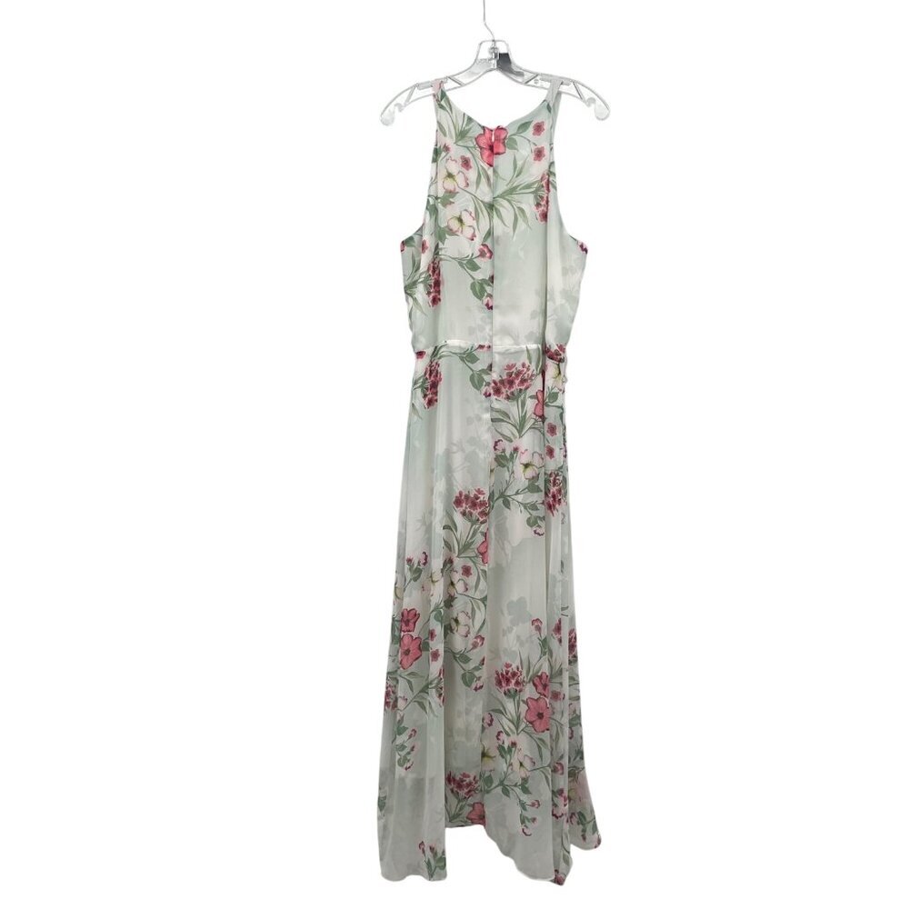R&K Floral Maxi Dress Sleeveless Ruffle Green/Multi Size 16 Belted - Picture 7 of 9